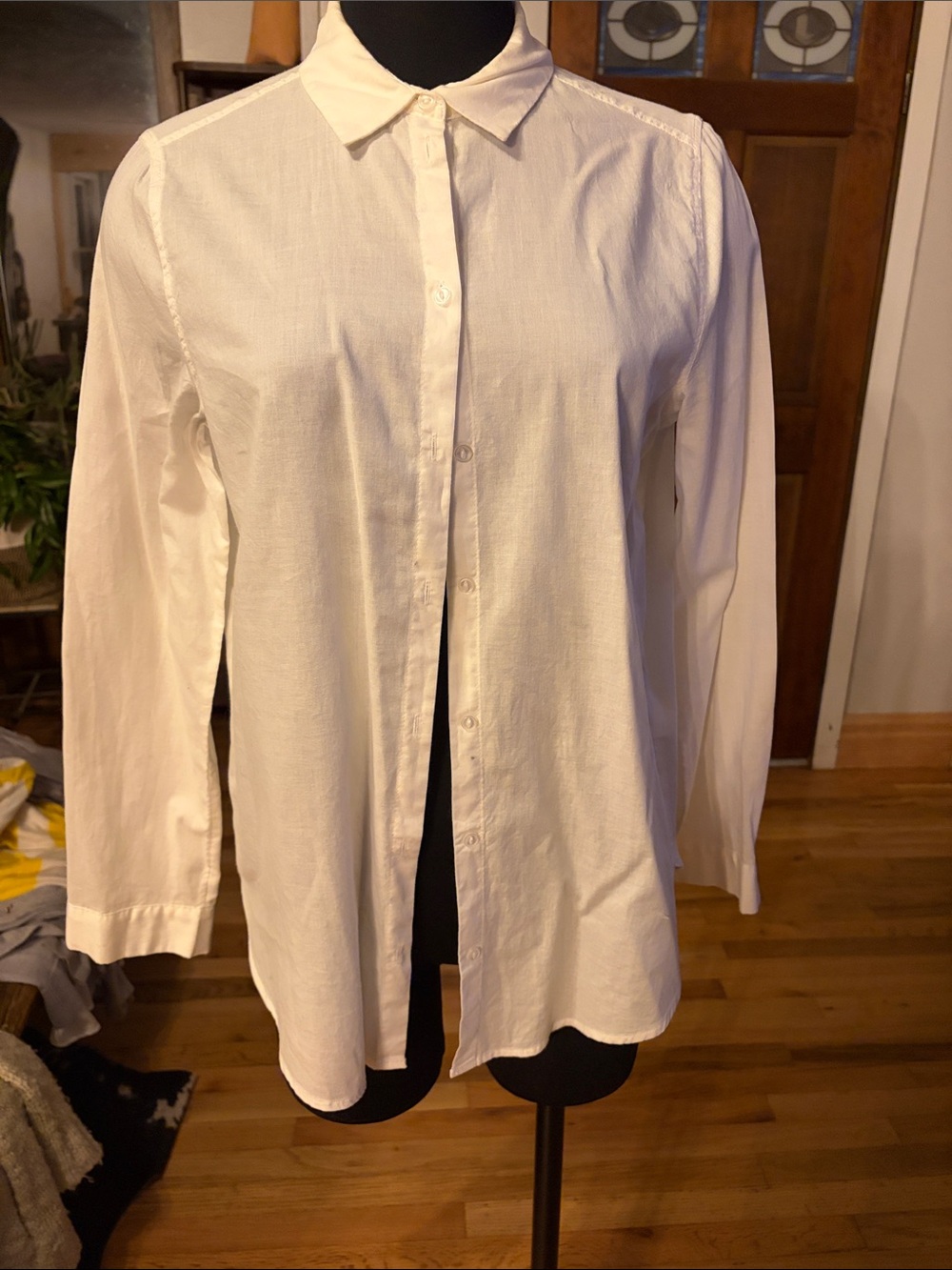 Divided White Button-Down Women's Shirt